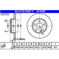 ATE 412167 brake disc 24.0112-0167.1, set of 2 - Brake Disc