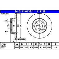 ATE 411139 brake disc 24.0111-0139.1, set of 2 - Brake Disc