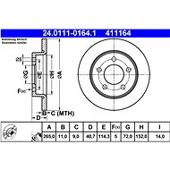 ATE 411164 brake disc 24.0111-0164.1, set of 2 - Brake Disc