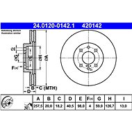 ATE 420142 brake disc 24.0120-0142.1, set of 2 - Brake Disc
