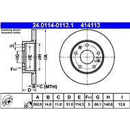 ATE 414113 brake disc 24.0114-0113.1, set of 2 - Brake Disc