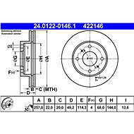 ATE 422146 brake disc 24.0122-0146.1, set of 2 - Brake Disc