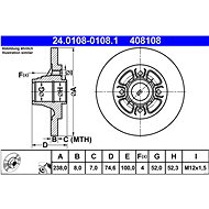 ATE 408108 brake disc 24.0108-0108.1, set of 2 - Brake Disc