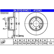 ATE 412143 brake disc 24.0112-0143.1, set of 2 - Brake Disc