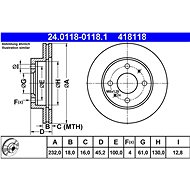 ATE 418118 brake disc 24.0118-0118.1, set of 2 - Brake Disc
