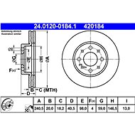 ATE 420184 brake disc 24.0120-0184.1, set of 2 - Brake Disc
