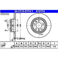 ATE 412174 brake disc 24.0112-0174.1, set of 2 - Brake Disc