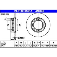 ATE 410136 brake disc 24.0110-0136.1, set of 2 - Brake Disc