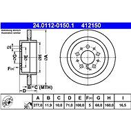 ATE 412150 brake disc 24.0112-0150.1, set of 2 - Brake Disc