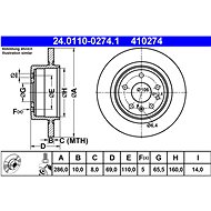 ATE 410274 brake disc 24.0110-0274.1, set of 2 - Brake Disc