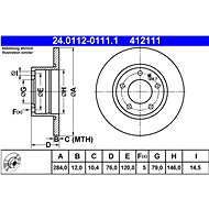 ATE 412111 brake disc 24.0112-0111.1, set of 2 - Brake Disc
