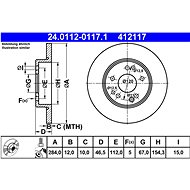 ATE 412117 brake disc 24.0112-0117.1, set of 2 - Brake Disc