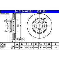 ATE 424125 brake disc 24.0124-0125.1, set of 2 - Brake Disc