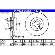 ATE 422122 brake disc 24.0122-0122.1, set of 2 - Brake Disc