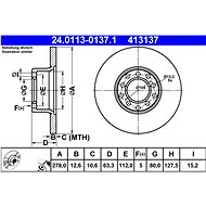 ATE 413137 brake disc 24.0113-0137.1, set of 2 - Brake Disc