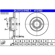 ATE 413160 brake disc 24.0113-0160.1, set of 2 - Brake Disc