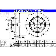 ATE 411160 brake disc 24.0111-0160.1, set of 2 - Brake Disc
