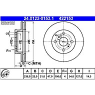 ATE brake disc 24.0122-0153.1, set of 2 - Brake Disc