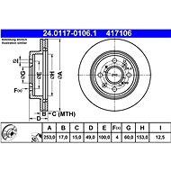 ATE 417106 brake disc 24.0117-0106.1, set of 2 - Brake Disc