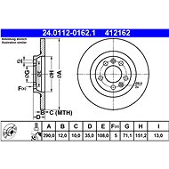 ATE 412162 brake disc 24.0112-0162.1, set of 2 - Brake Disc