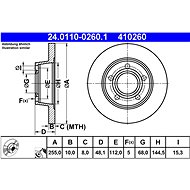 ATE 410260 brake disc 24.0110-0260.1, set of 2 - Brake Disc