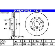ATE 420159 brake disc 24.0120-0159.1, set of 2 - Brake Disc