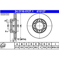 ATE 416127 brake disc 24.0116-0127.1, set of 2 - Brake Disc