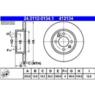 ATE 412134 brake disc 24.0112-0134.1, set of 2 - Brake Disc