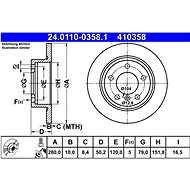 ATE 410358 brake disc 24.0110-0358.1, set of 2 - Brake Disc