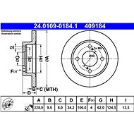 ATE 409184 brake disc 24.0109-0184.1, set of 2 - Brake Disc
