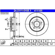 ATE 411155 brake disc 24.0111-0155.1, set of 2 - Brake Disc