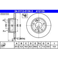 ATE 412136 brake disc 24.0112-0136.2, set of 2 - Brake Disc