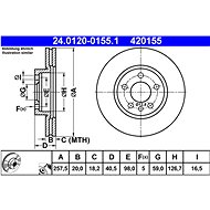 ATE 420155 brake disc 24.0120-0155.1, set of 2 - Brake Disc