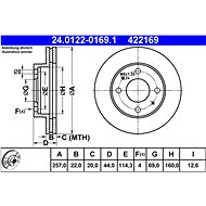 ATE brake disc 24.0122-0169.1, set of 2 - Brake Disc