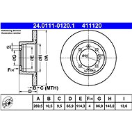 ATE 411120 brake disc 24.0111-0120.1, set of 2 - Brake Disc