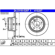 ATE 410287 brake disc 24.0110-0287.1, set of 2 - Brake Disc