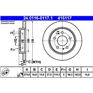 ATE 416117 brake disc 24.0116-0117.1, set of 2 - Brake Disc