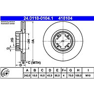 ATE brake disc 24.0118-0104.1, set of 2 - Brake Disc