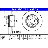 ATE 409173 brake disc 24.0109-0173.1, set of 2 - Brake Disc