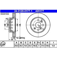 ATE 420177 brake disc 24.0120-0177.1, set of 2 - Brake Disc
