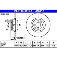 ATE 415112 brake disc 24.0115-0112.1, set of 2 - Brake Disc