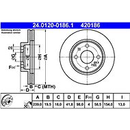 ATE 420186 brake disc 24.0120-0186.1, set of 2 - Brake Disc