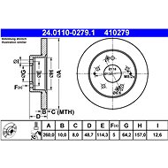 ATE 410279 brake disc 24.0110-0279.1, set of 2 - Brake Disc