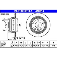 ATE 410314 brake disc 24.0110-0314.1, set of 2 - Brake Disc