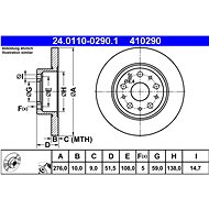 ATE 410290 brake disc 24.0110-0290.1, set of 2 - Brake Disc