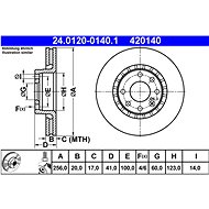 ATE 420140 brake disc 24.0120-0140.1, set of 2 - Brake Disc