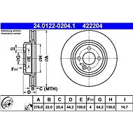 ATE 422204 brake disc 24.0122-0204.1, set of 2 - Brake Disc