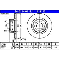 ATE 414112 brake disc 24.0114-0112.1, set of 2 - Brake Disc