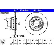 ATE 412148 brake disc 24.0112-0148.1, set of 2 - Brake Disc