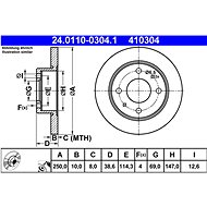 ATE 410304 brake disc 24.0110-0304.1, set of 2 - Brake Disc
